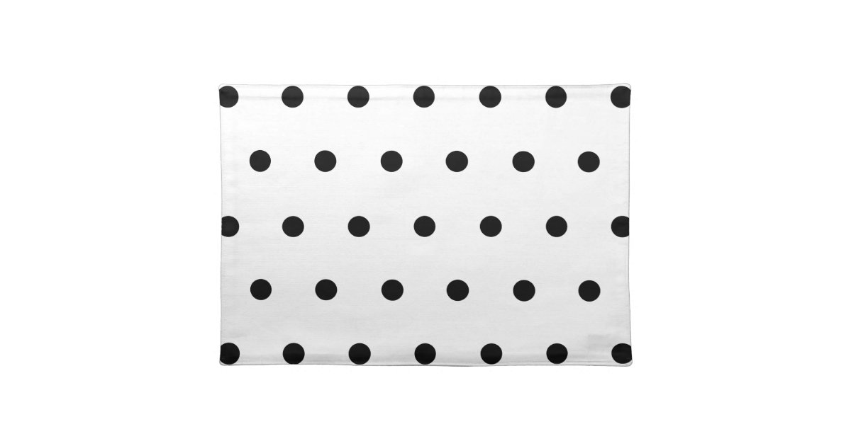 Black Polka Dots Pattern On White Placemat Zazzle