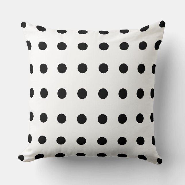 Black Polka Dots Pattern Throw Pillow (Front)