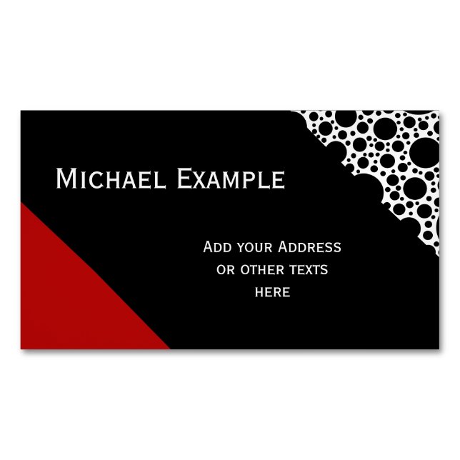 Black Polka Dots Pattern + your back & ideas Magnetic Business Card (Front)