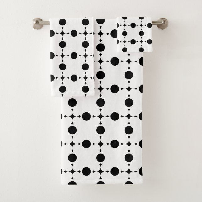 Black Polka Dots, Polka Dot Pattern, Dots, Dotted Bath Towel Set (Insitu)