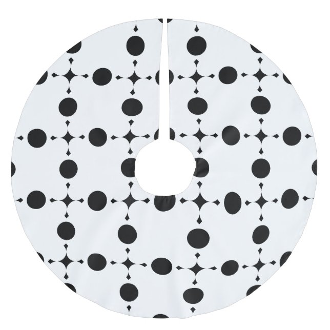 Black Polka Dots, Polka Dot Pattern, Dots, Dotted Brushed Polyester Tree Skirt (Front)