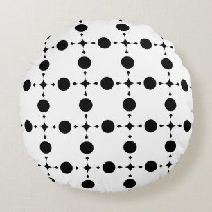 Black Polka Dots, Polka Dot Pattern, Dots, Dotted Round Pillow