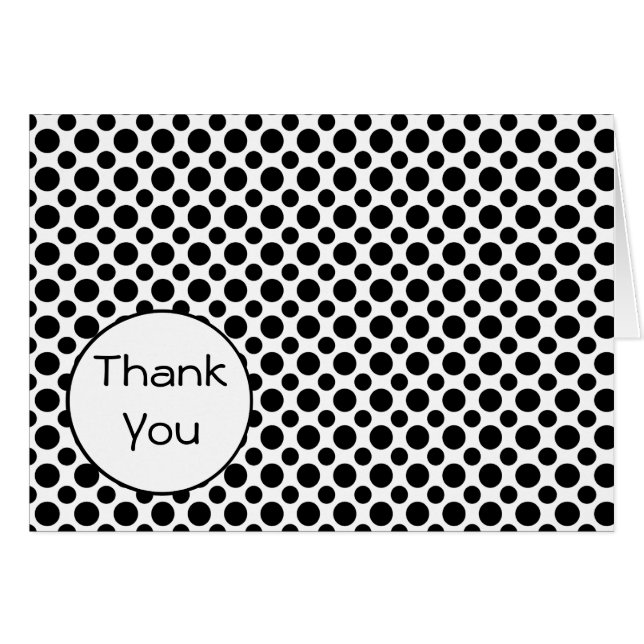 Black Polka-Dots Thank You Card (Front Horizontal)