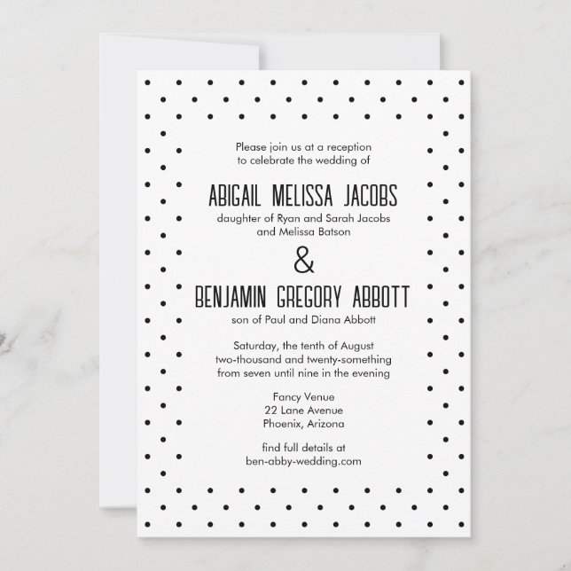 Black Polka Dots with 2 Sets Bride's Parents Invitation (Front)