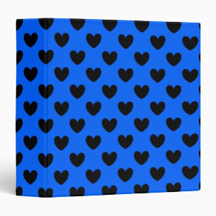 Black polka hearts on blue binder