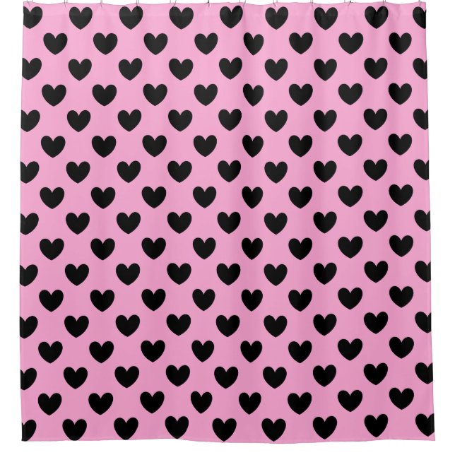 Black polka hearts on cotton candy pink (Front)