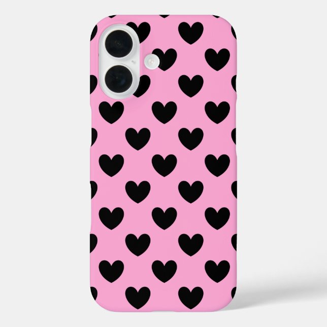 Black polka hearts on cotton candy pink  Case-Mate iPhone case (Back)