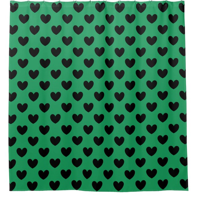 Black polka hearts on Kelly green (Front)