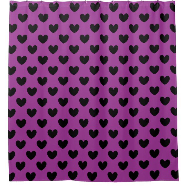 Black polka hearts on purple (Front)