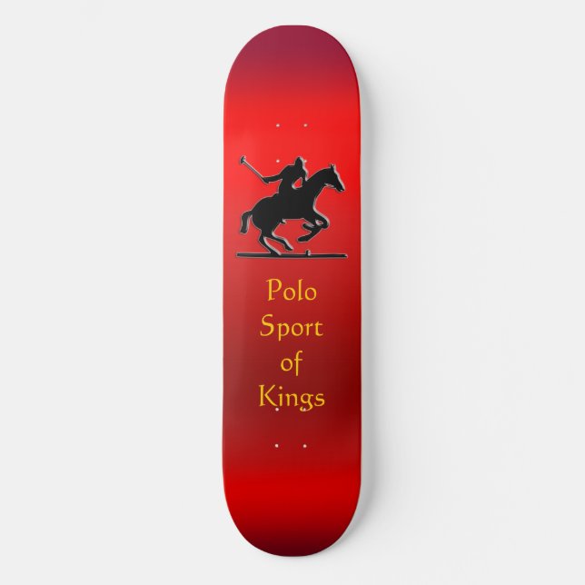 Black Polo Pony and Rider on red chrome-effect Skateboard (Front)