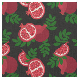 black pomegranate fruit fabric