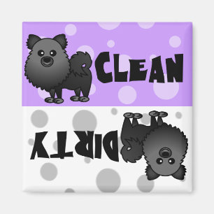 Black Pomeranian Clean Dirty Dishwasher Magnet
