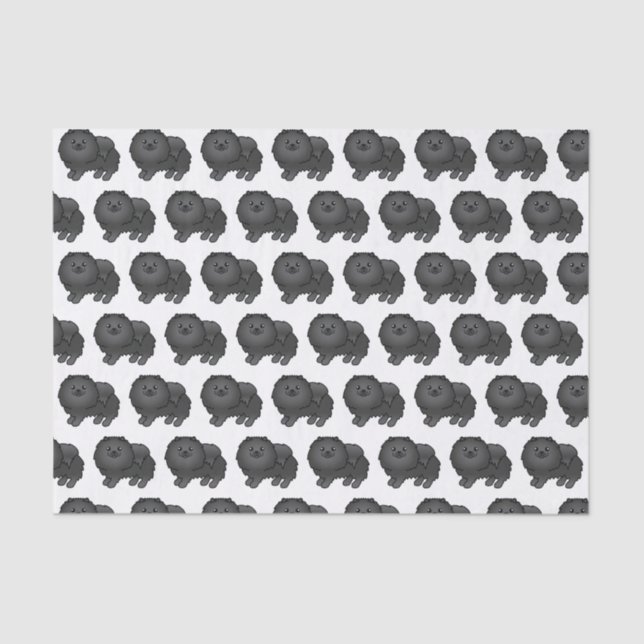 Black Pomeranian Cute Cartoon Dog Pattern Tissue Paper (Front)