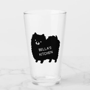 Black Pomeranian   Cute Dog with Custom Text Glass