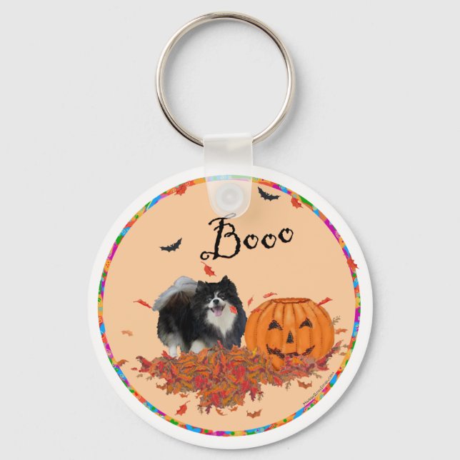 Black Pomeranian Halloween Keychain (Front)