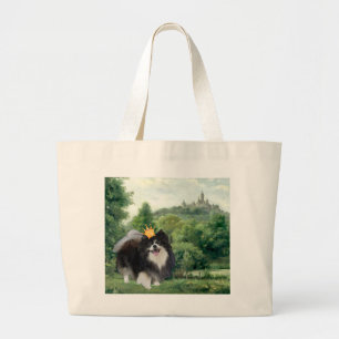 Black Pomeranian Prince Large Tote Bag