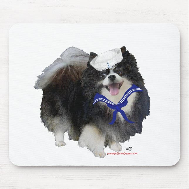 Black Pomeranian Sailor Mouse Pad (Front)