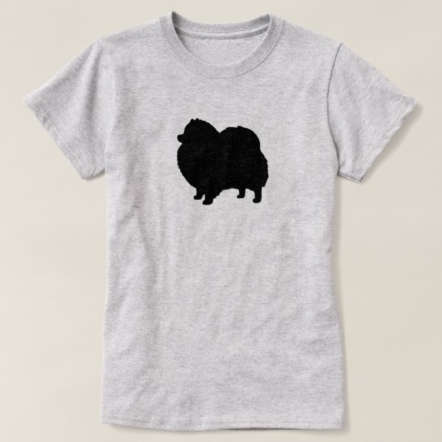 Black Pomeranian Silhouette T-Shirt (Design Front)