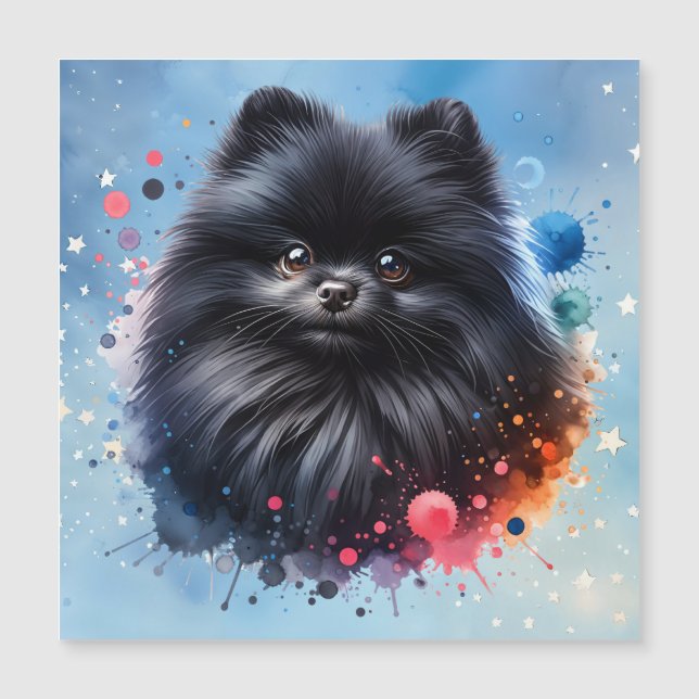 Black pomeranian watercolor illustration (Front)