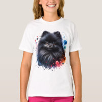 Black pomeranian watercolor illustration