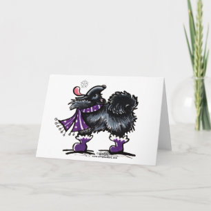 Black Pomeranian Winter Magic Holiday Card