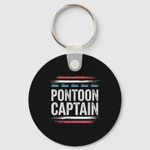 Black-pontoon Boat-captain 4th Of-july Keychain