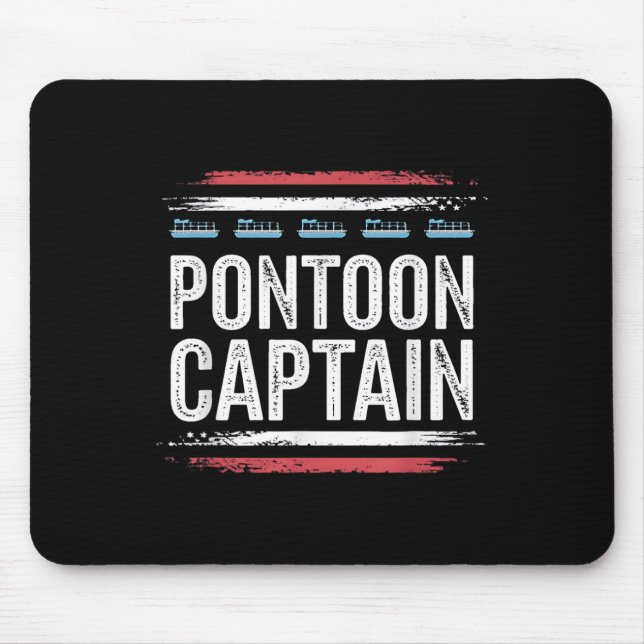 Black-pontoon Boat-captain 4th Of-july  Mouse Pad (Front)