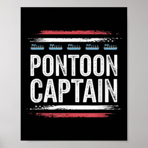 Black-pontoon Boat-captain 4th Of-july Poster