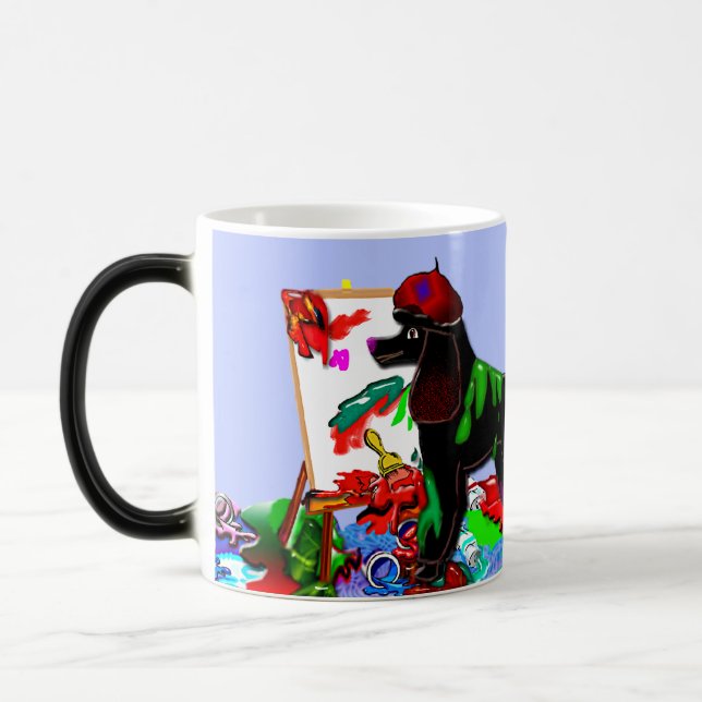 Black Poodle Artist Magic Mug (Left)