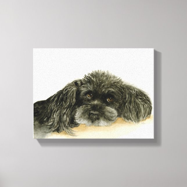 Black Poodle canvas framed print (Front)
