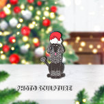 Black Poodle Christmas Pet Ornament Photo Sculpture Ornament<br><div class="desc">Cute,  black standard Poodle with red Santa Claus hat on head.  Adorable eyes and pink tongue out.



Dog Graphic by:  Lori@SaltTownStudio.</div>