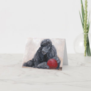 Black Poodle Dog Art Note Card