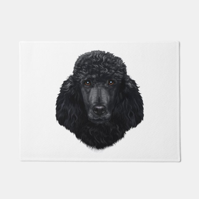 Black Poodle Dog Face Doormat (Front)