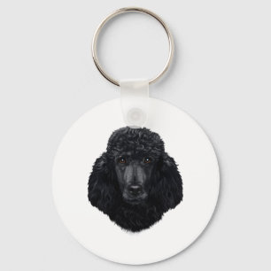 Black Poodle Dog Face Keychain
