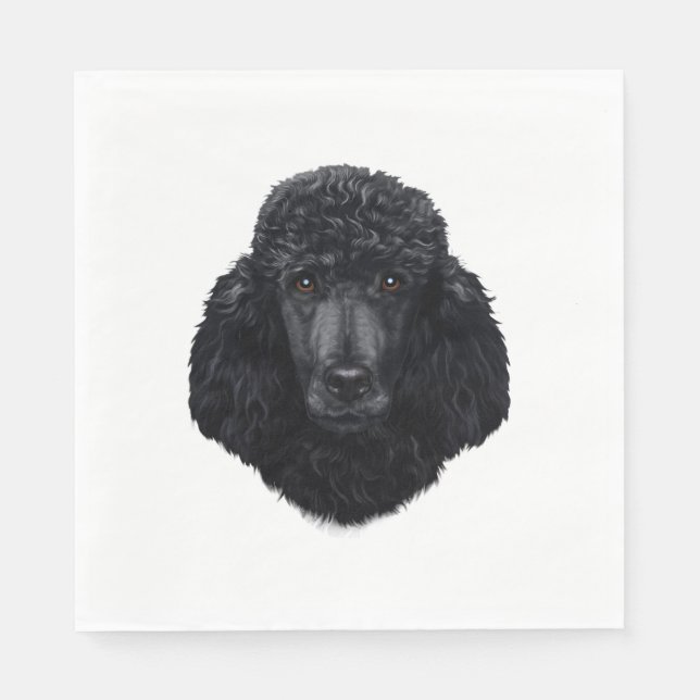 Black Poodle Dog Face  Napkin (Front)