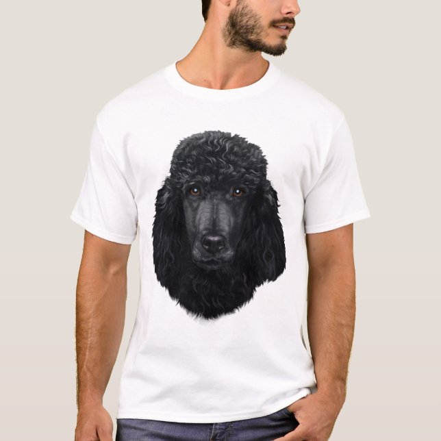 Black Poodle Dog Face T-Shirt (Front)