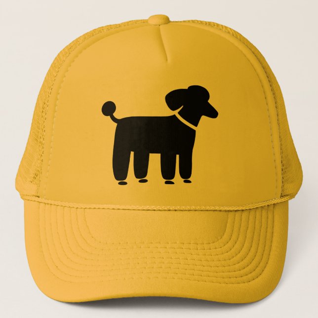 Black Poodle Dog Graphic Trucker Hat (Front)