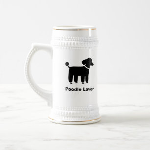 Black Poodle Dog Graphic with Custom Text Beer Stein