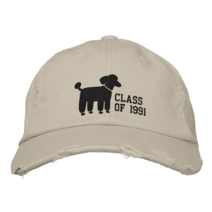 Black Poodle Dog Logo with Custom Text & Colour Embroidered Hat