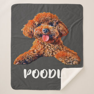 Black Poodle Dog Mom Dad Owner | Cute Dog Sherpa Blanket