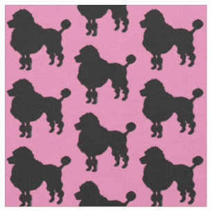 Black poodle dog silhouette fabric