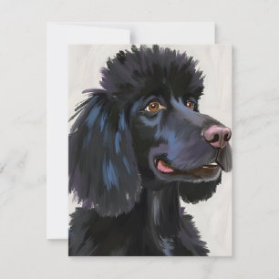 Black Poodle Dog Watercolor Pet Thank You Card