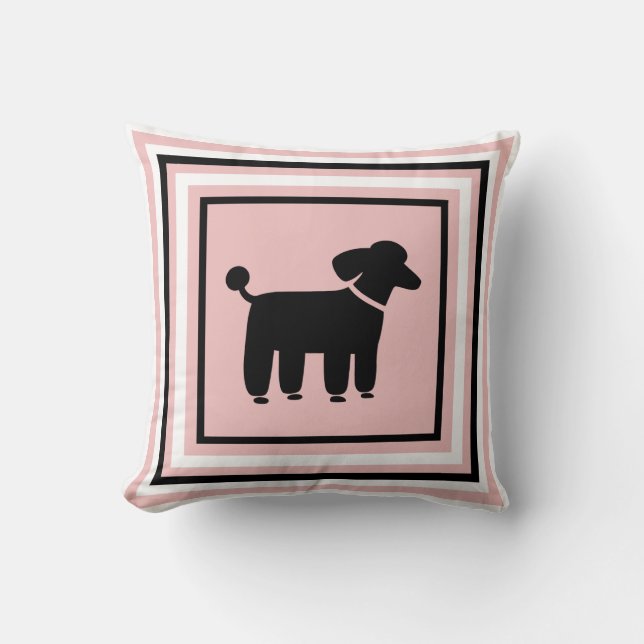 Black Poodle Graphic - Funky Dog Decorative Pillow (Front)