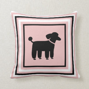 Black Poodle Graphic - Funky Dog Pillow