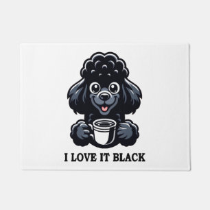 Black Poodle Loves Black Coffee Doormat