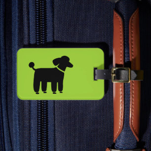 Black Poodle on Green (Colour is Customizable) Luggage Tag