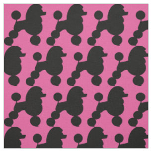 Black Poodle on Pink Fabric