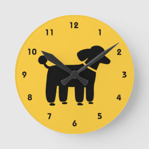 Black Poodle on Yellow (Colour is Customizable) Round Clock