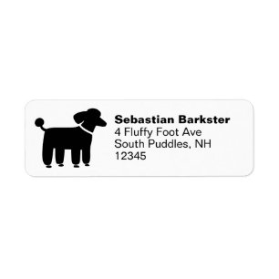 Black Poodle Return Address Labels