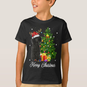 Black Poodle Santa Christmas Tree Lights Xmas Rein T-Shirt